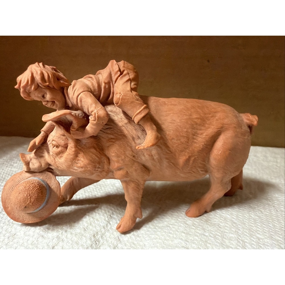 John Imhoff Homestead Life Terracotta Pen Pals Boy & Pig SEE PICTURES FOR DETAIL